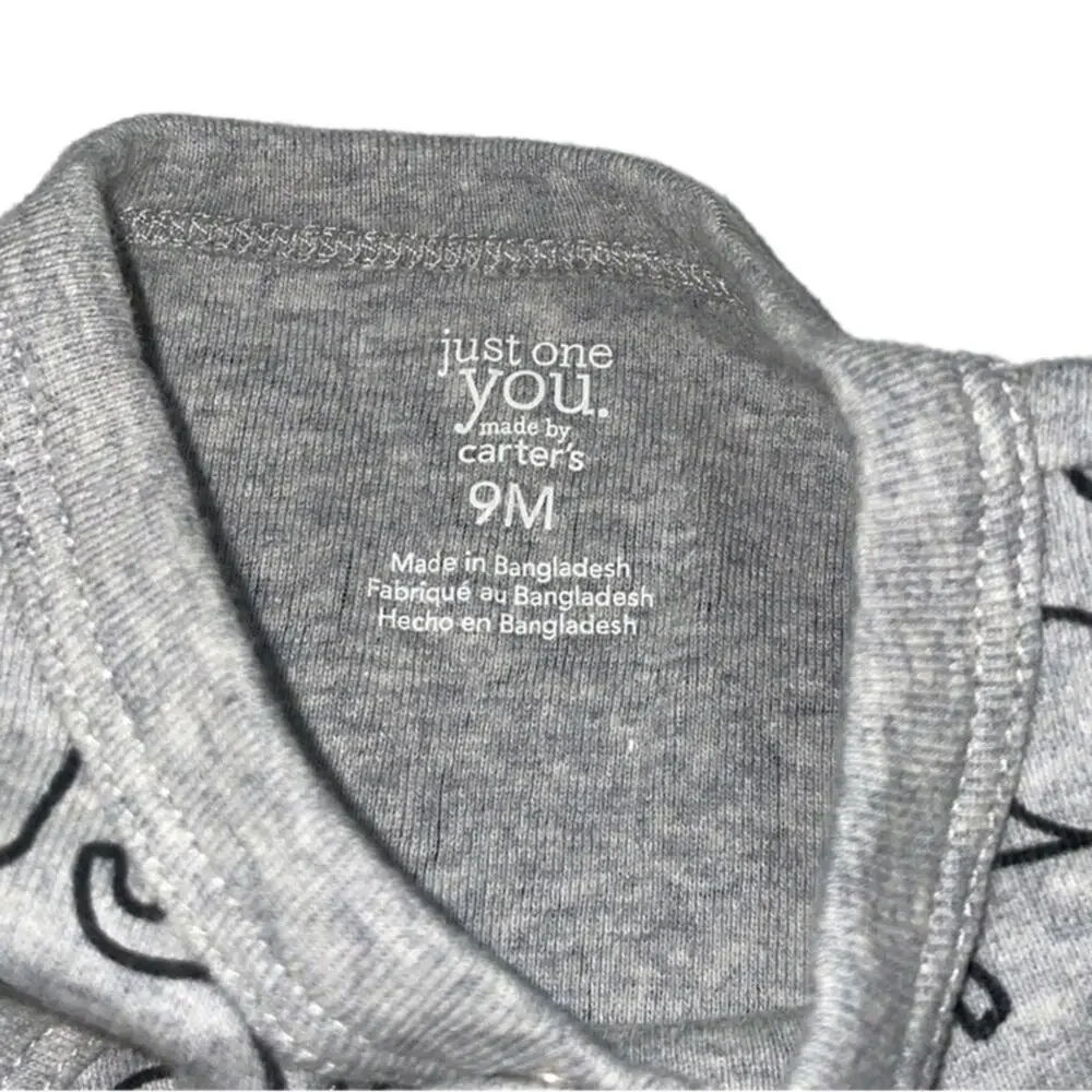 Just One You by Carter’s Long Sleeve Elephant Print Side Snap Top 9M Grey
